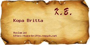 Kopa Britta névjegykártya